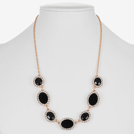 Monet Jewelry Womens Black 17 Inch Collar Necklace