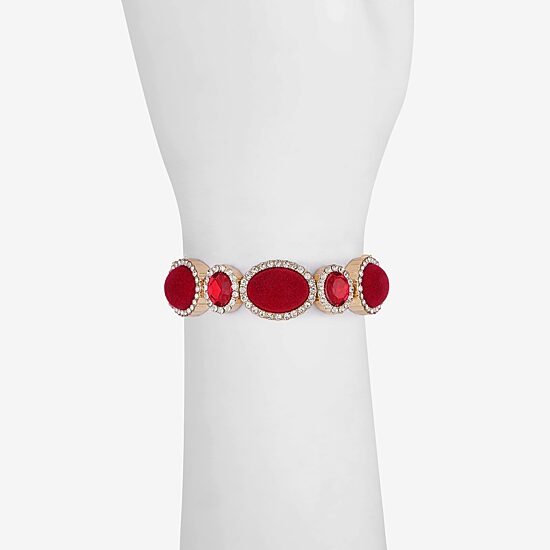 Monet Jewelry Womens Red Glass Oval Stretch Bracelet