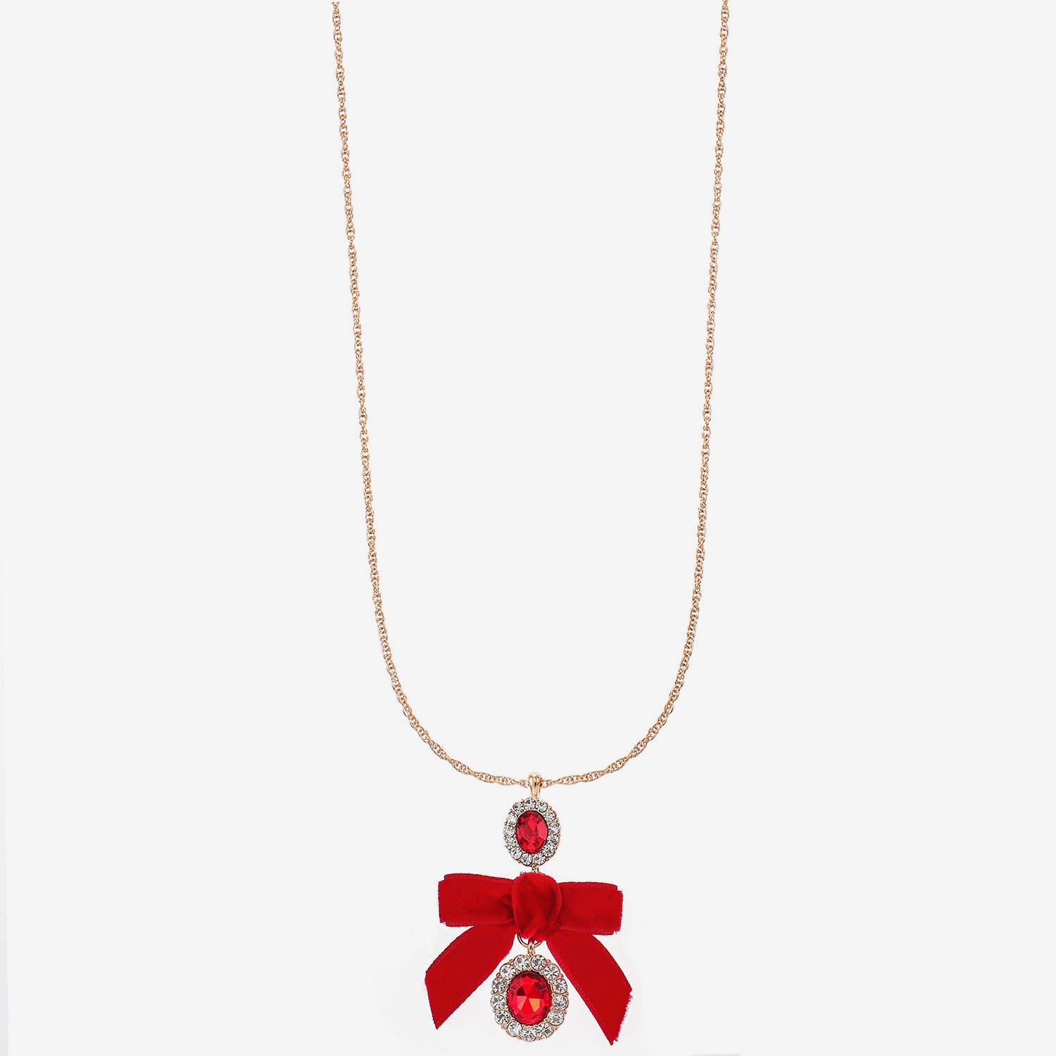 Monet Jewelry Womens Red Glass Bow Oval 30 Inch Pendant Necklace