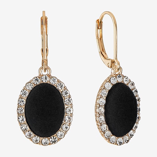 Monet Jewelry Womens Glass Oval Drop Earrings