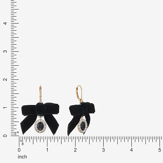 Monet Jewelry Womens Black Glass Bow Drop Earrings