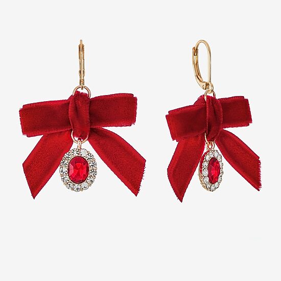 Monet Jewelry Womens Red Glass Bow Drop Earrings