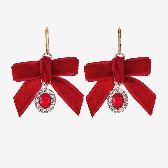 Monet Jewelry Womens Red Glass Bow Drop Earrings