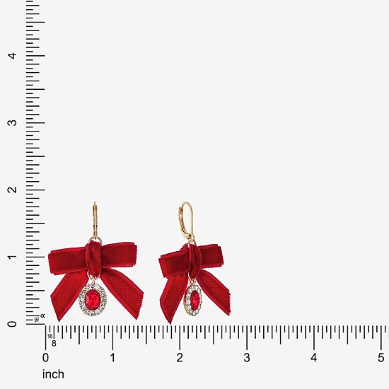 Monet Jewelry Womens Red Glass Bow Drop Earrings