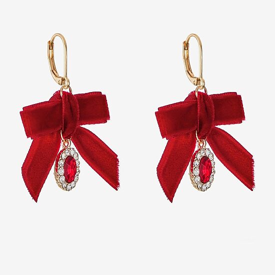 Monet Jewelry Womens Red Glass Bow Drop Earrings