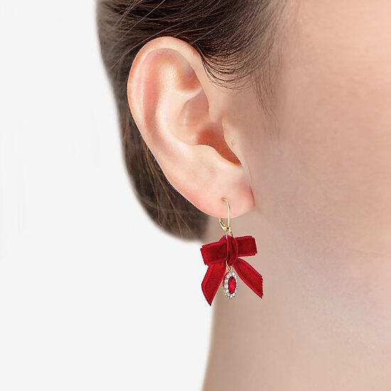 Monet Jewelry Womens Red Glass Bow Drop Earrings