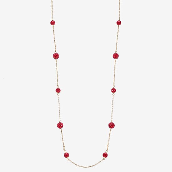 Monet Jewelry Womens Red Glass 34 Inch Strand Necklace