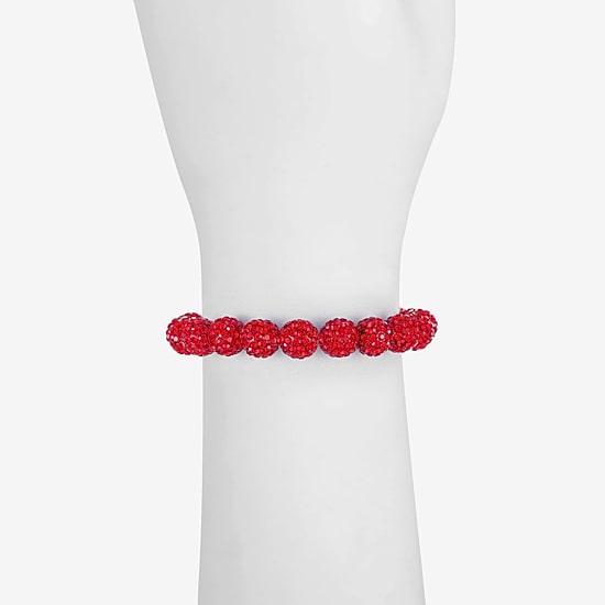 Monet Jewelry Womens Red Glass Round Stretch Bracelet