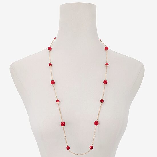 Monet Jewelry Womens Red Glass 34 Inch Strand Necklace