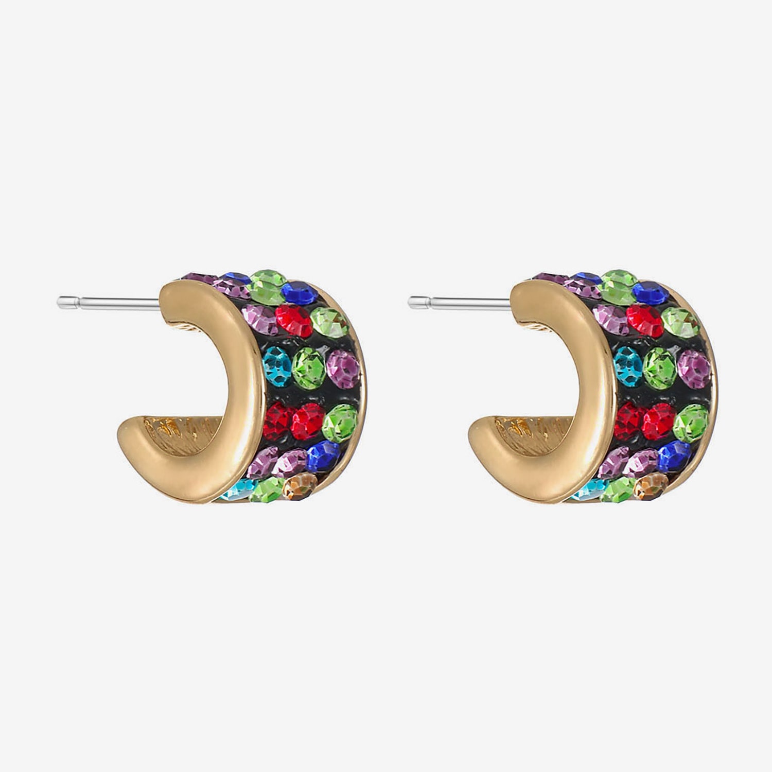 Monet Jewelry Womens Multi Color Glass 13.5mm Hypoallergenic Hoop Earrings