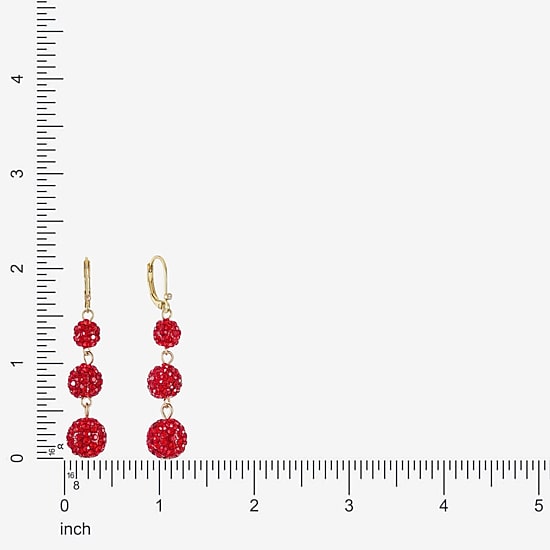 Monet Jewelry Womens Red Glass Round Drop Earrings