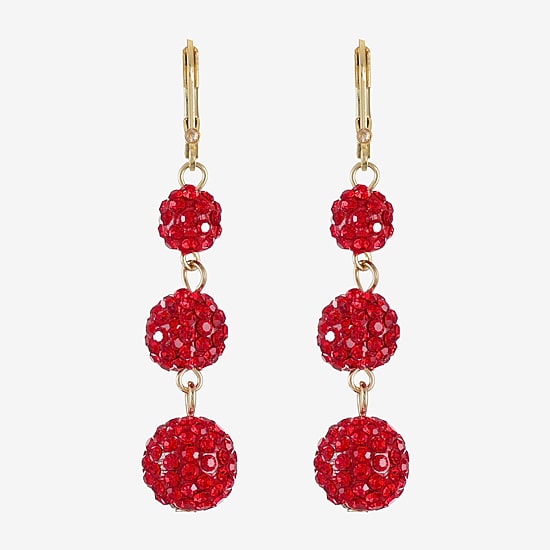 Monet Jewelry Womens Red Glass Round Drop Earrings