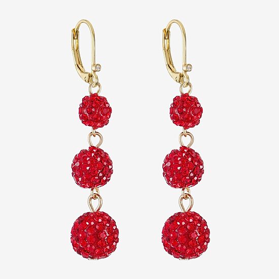 Monet Jewelry Womens Red Glass Round Drop Earrings