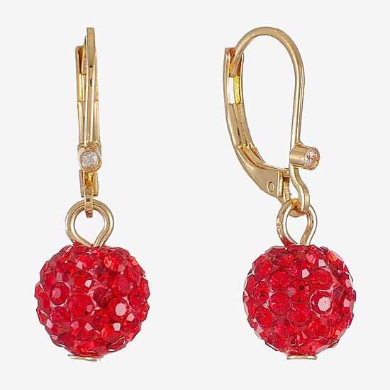 Monet Jewelry Womens Red Glass Round Drop Earrings