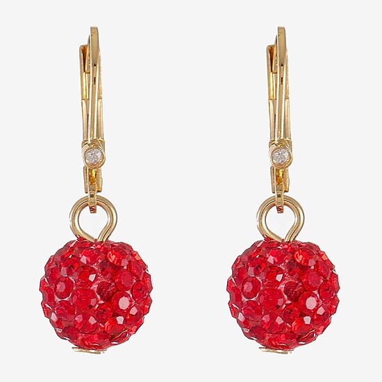 Monet Jewelry Womens Red Glass Round Drop Earrings