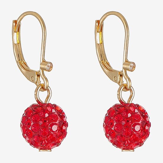 Monet Jewelry Womens Red Glass Round Drop Earrings