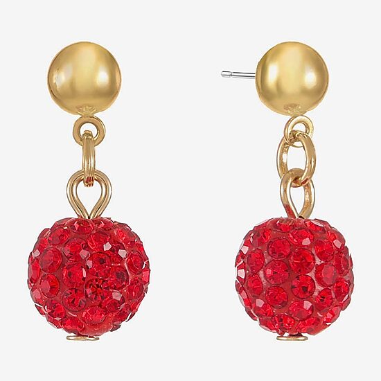 Monet Jewelry Womens Red Glass Round Hypoallergenic Drop Earrings
