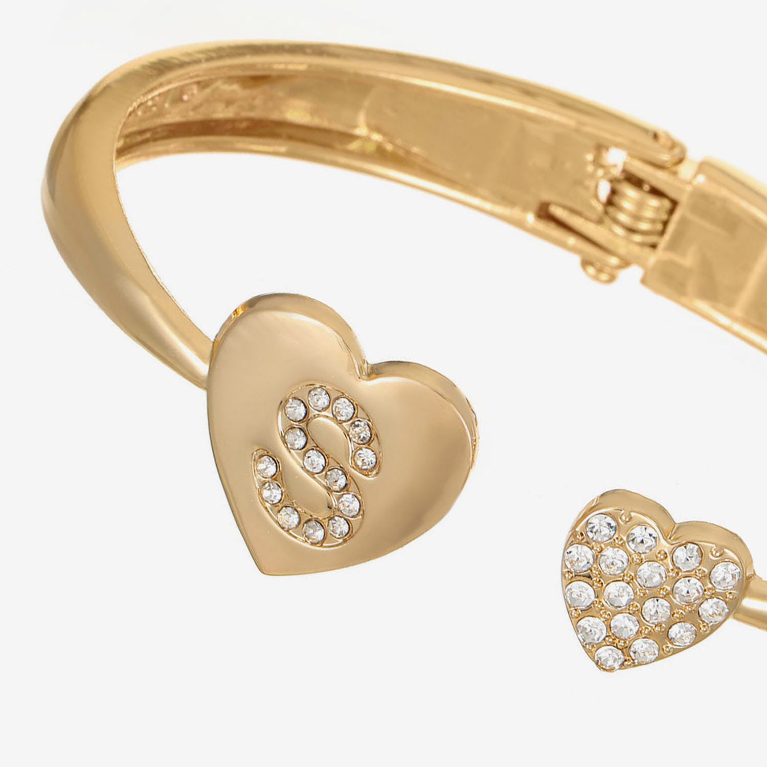 Monet Jewelry Gold Tone Initial Womens Glass Heart Bangle Bracelet