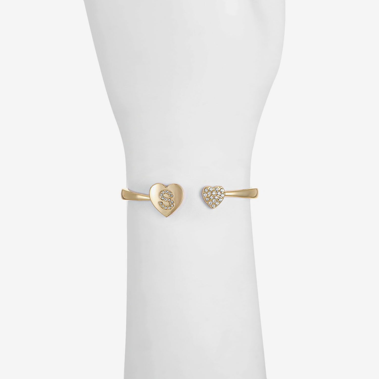 Monet Jewelry Gold Tone Initial Womens Glass Heart Bangle Bracelet