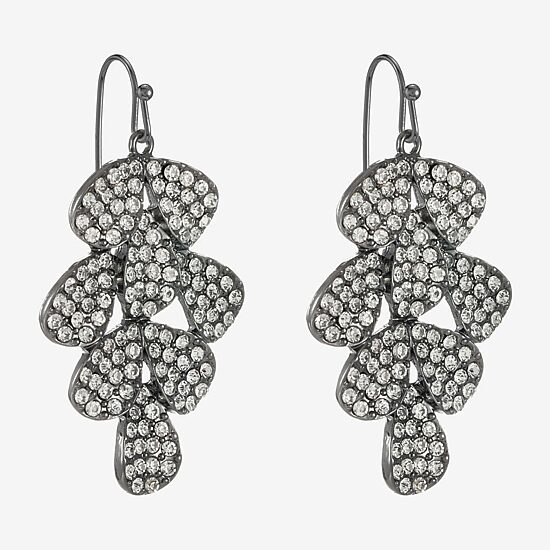 Liz Claiborne Womens Gray Glass Chandelier Earrings