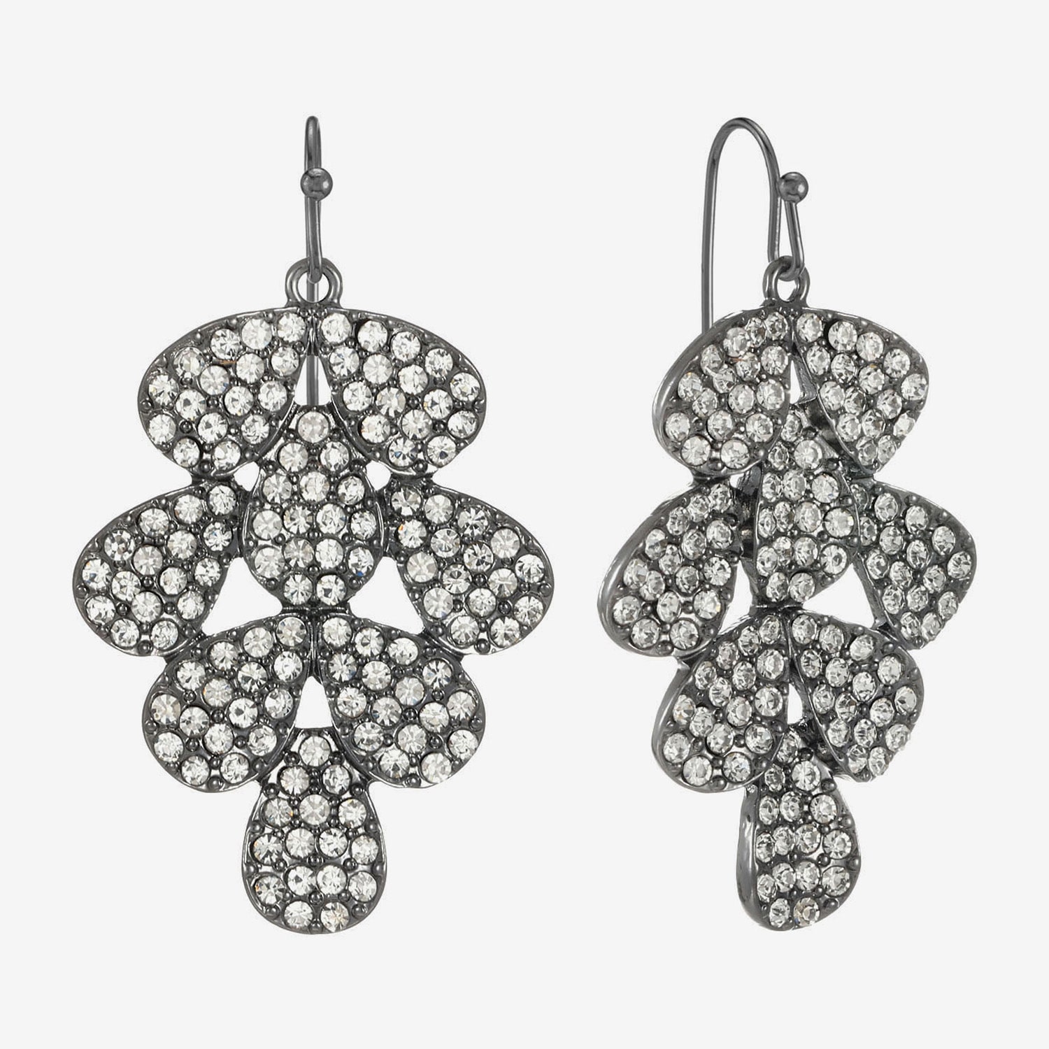 Liz Claiborne Womens Gray Glass Chandelier Earrings