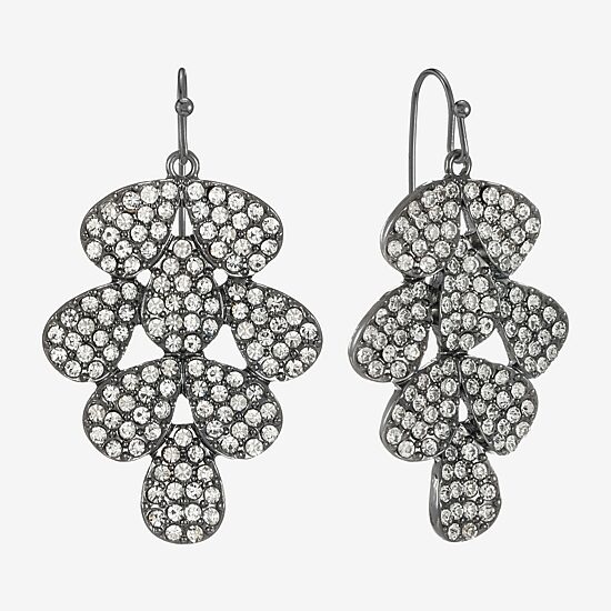 Liz Claiborne Womens Gray Glass Chandelier Earrings