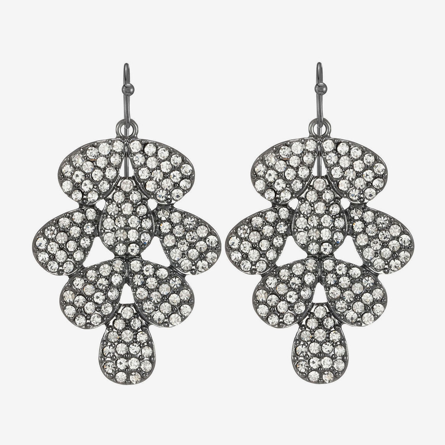 Liz Claiborne Womens Gray Glass Chandelier Earrings