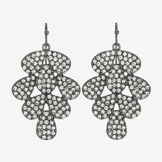 Liz Claiborne Womens Gray Glass Chandelier Earrings