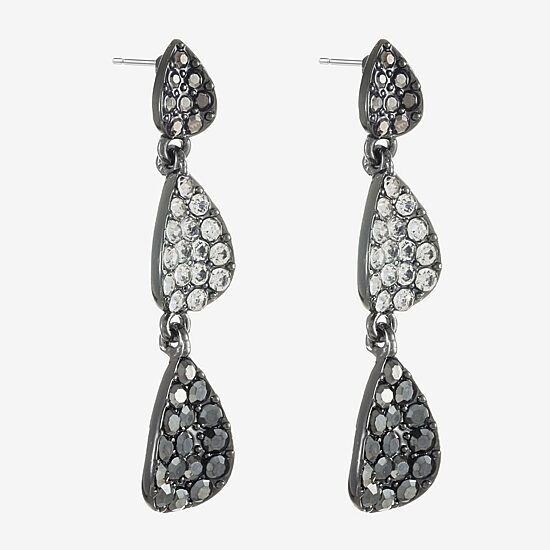 Liz Claiborne Womens Gray Glass Hypoallergenic Drop Earrings
