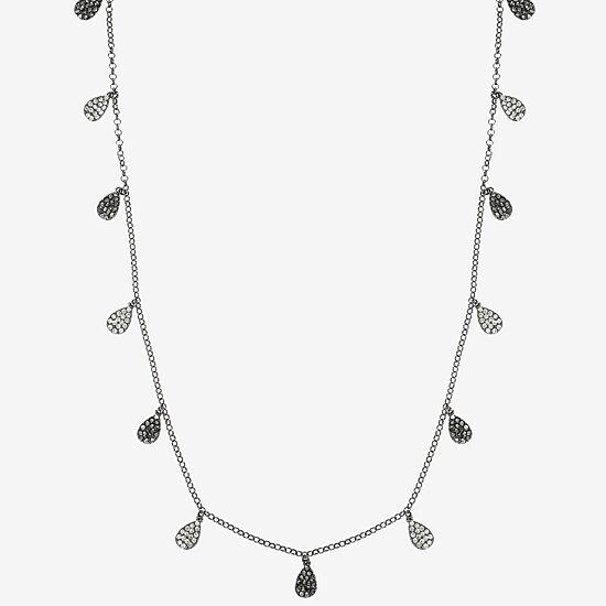 Liz Claiborne Womens Gray Glass 34 Inch Strand Necklace