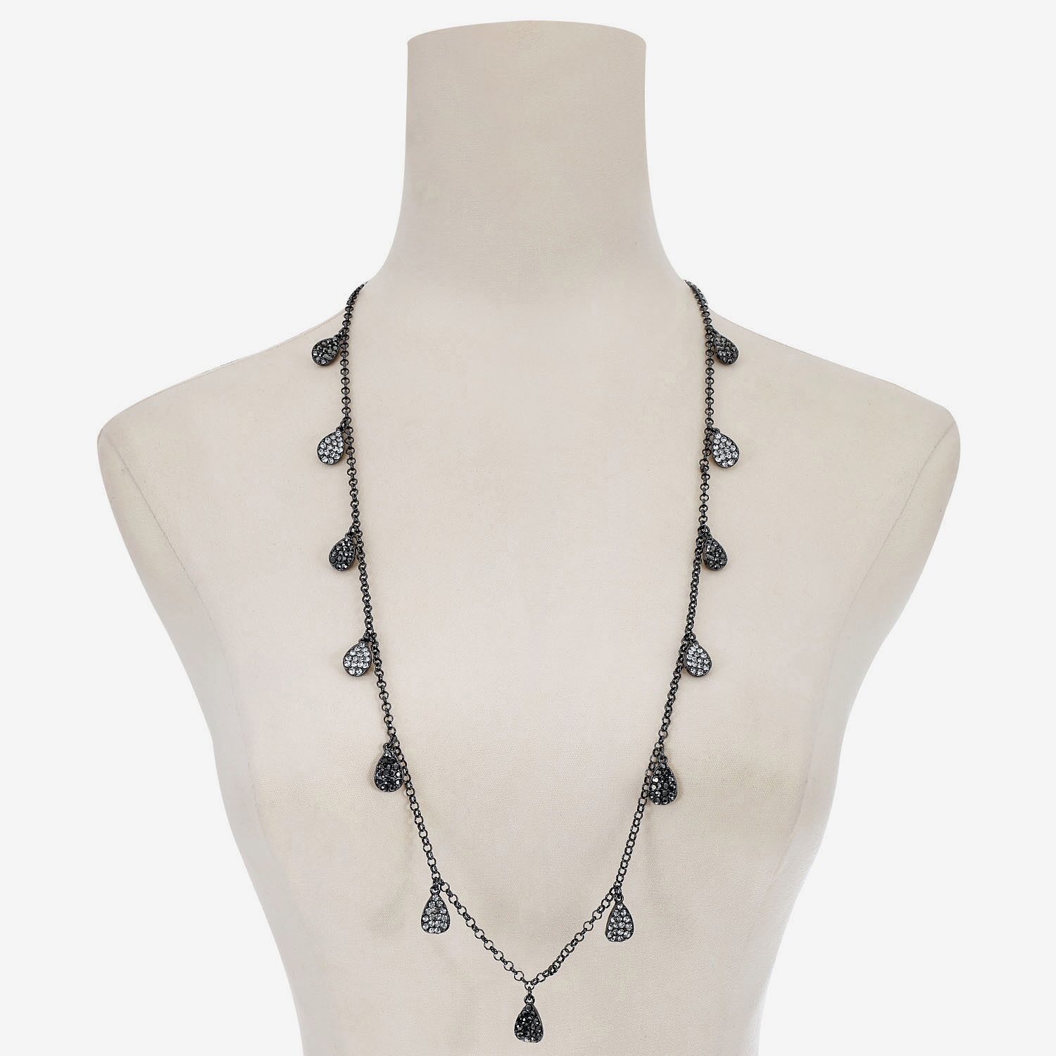 Liz Claiborne Womens Gray Glass 34 Inch Strand Necklace
