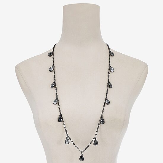 Liz Claiborne Womens Gray Glass 34 Inch Strand Necklace