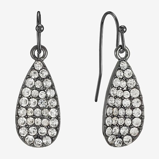 Liz Claiborne Womens Gray Glass Drop Earrings