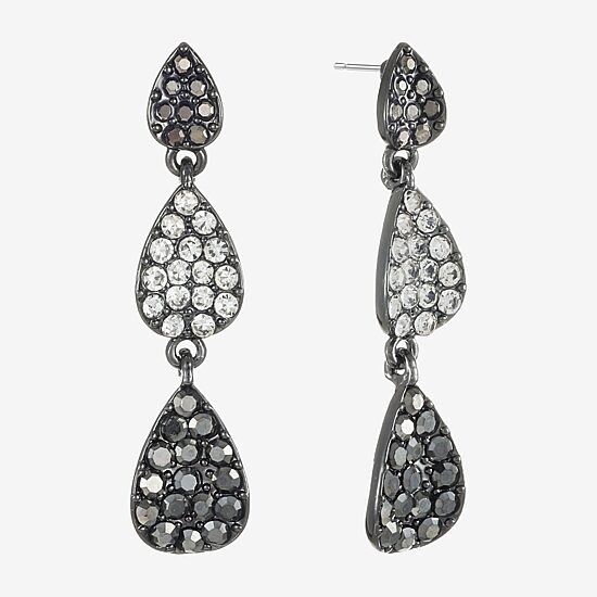 Liz Claiborne Womens Gray Glass Hypoallergenic Drop Earrings