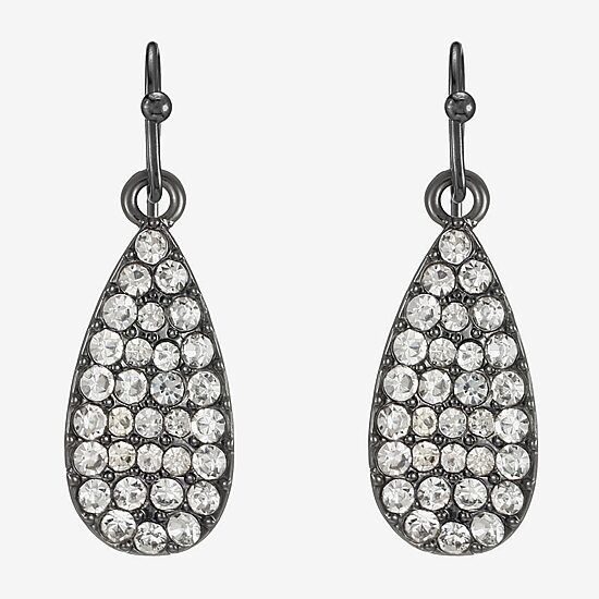 Liz Claiborne Womens Gray Glass Drop Earrings