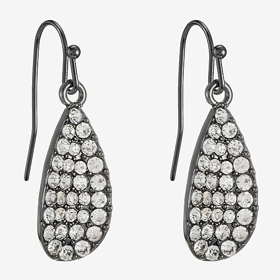 Liz Claiborne Womens Gray Glass Drop Earrings