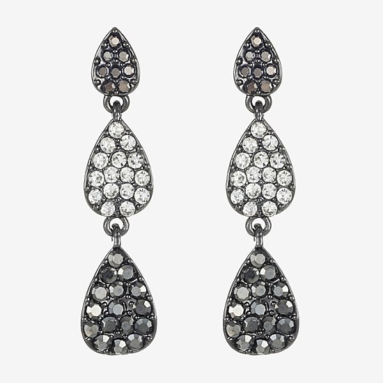 Liz Claiborne Womens Gray Glass Hypoallergenic Drop Earrings