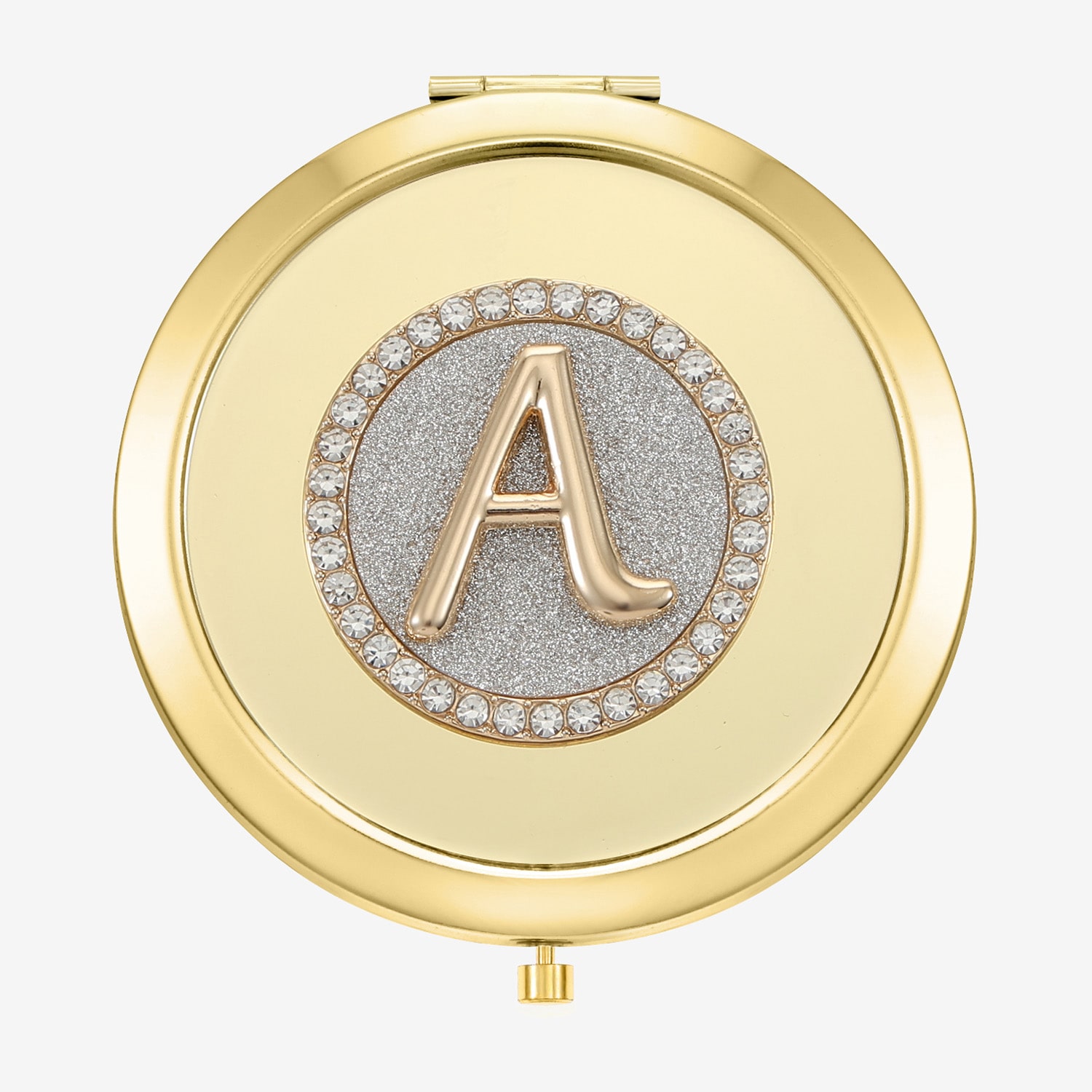 Monet Jewelry Initial Gold Tone Round Compact Mirror