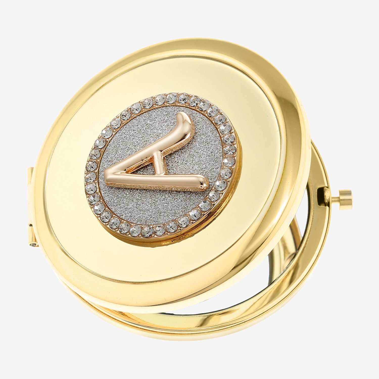 Monet Jewelry Initial Gold Tone Round Compact Mirror