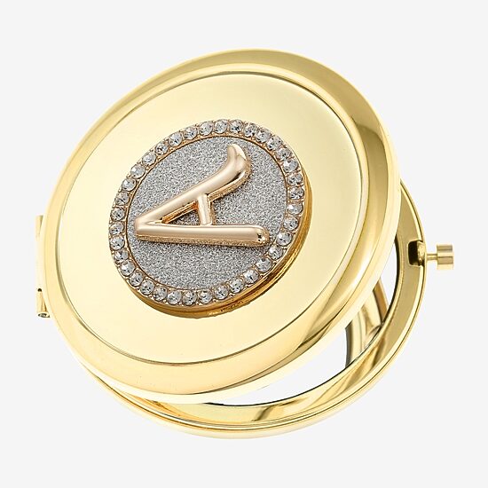 Monet Jewelry Initial Gold Tone Round Compact Mirror