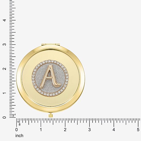 Monet Jewelry Initial Gold Tone Round Compact Mirror