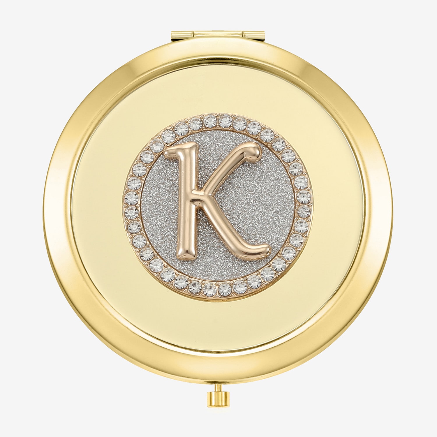 Monet Jewelry Initial Gold Tone Round Compact Mirror