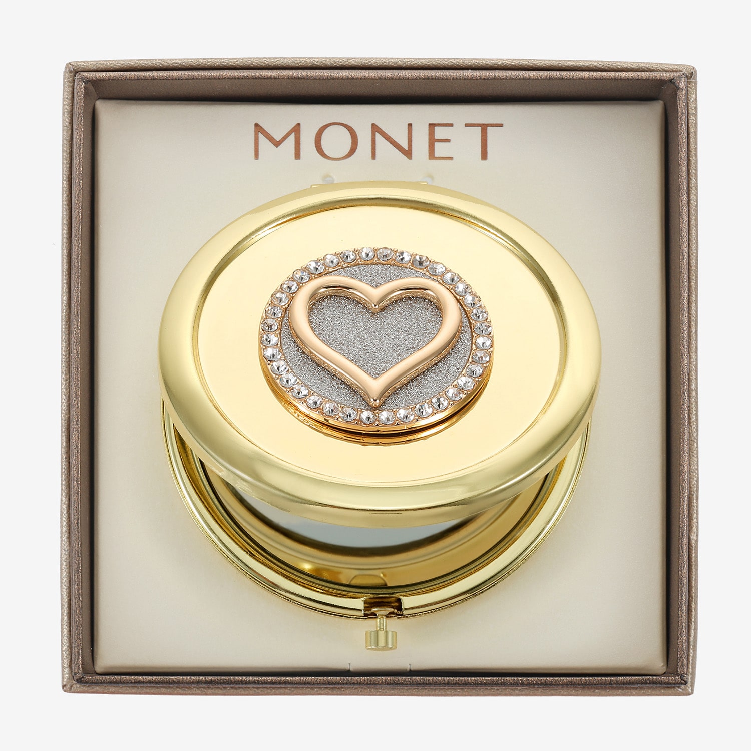 Monet Jewelry Initial Gold Tone Heart Compact Mirror
