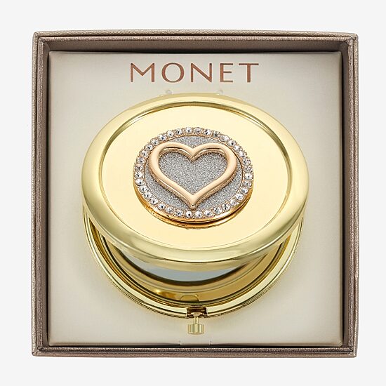 Monet Jewelry Initial Gold Tone Heart Compact Mirror