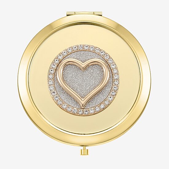 Monet Jewelry Initial Gold Tone Heart Compact Mirror