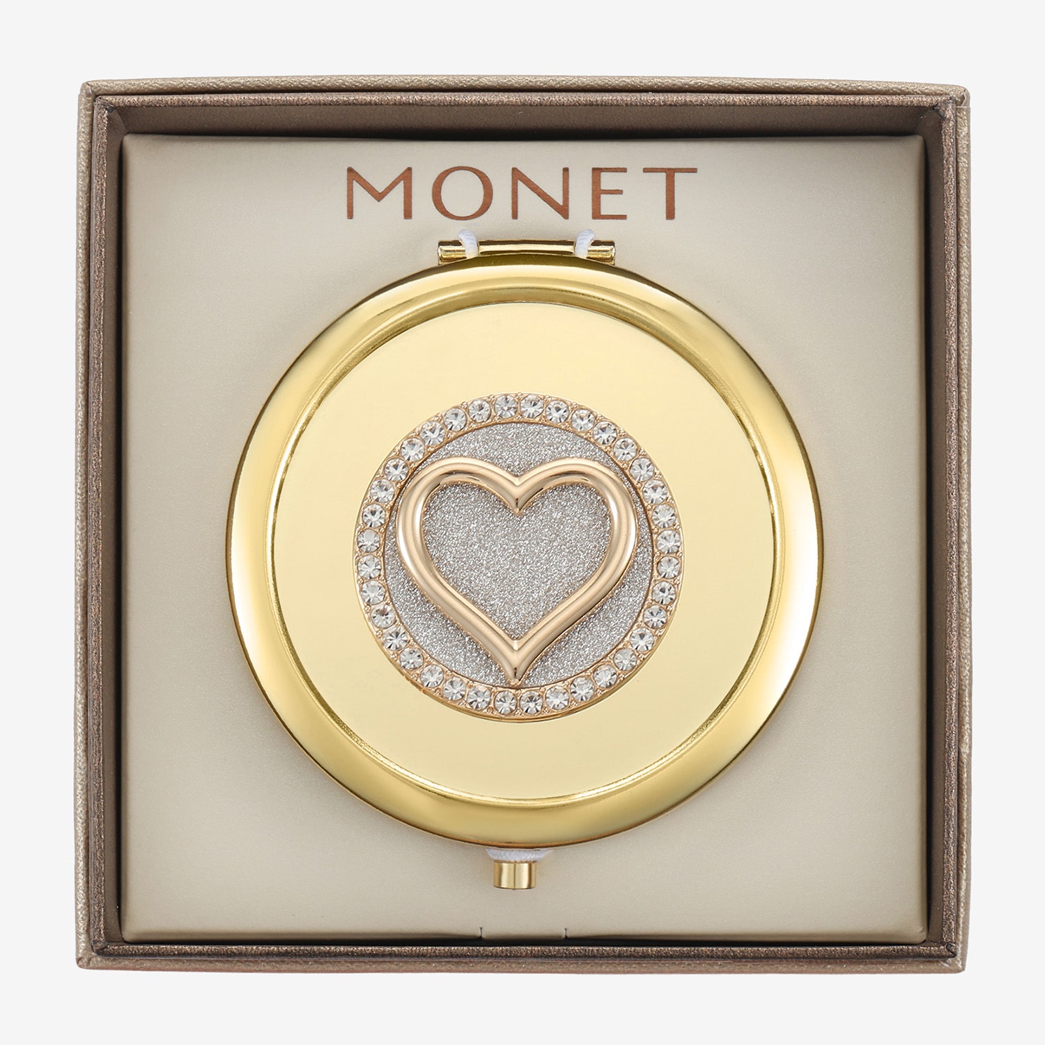 Monet Jewelry Initial Gold Tone Heart Compact Mirror