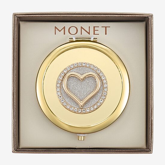 Monet Jewelry Initial Gold Tone Heart Compact Mirror