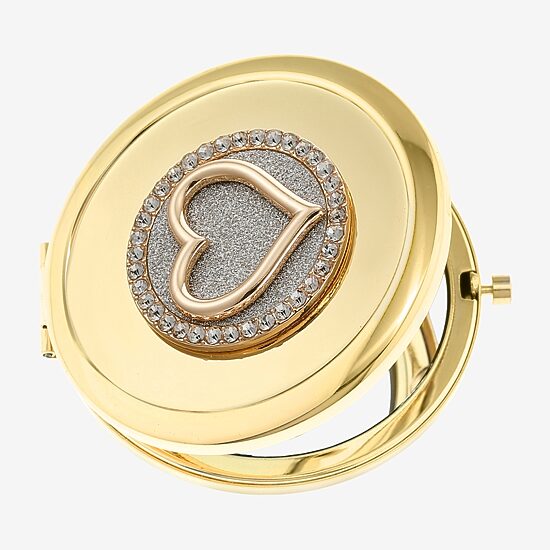 Monet Jewelry Initial Gold Tone Heart Compact Mirror