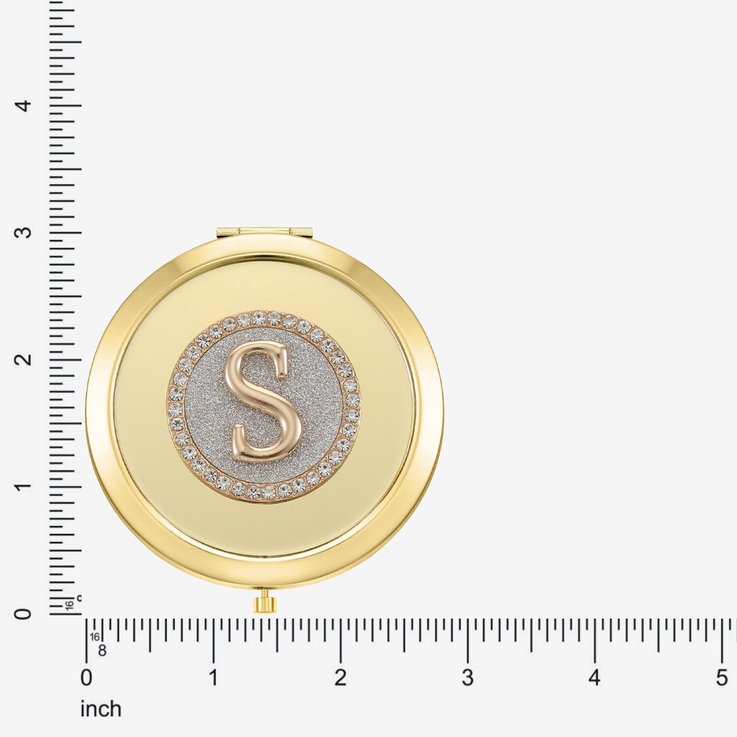 Monet Jewelry Initial Gold Tone Round Compact Mirror