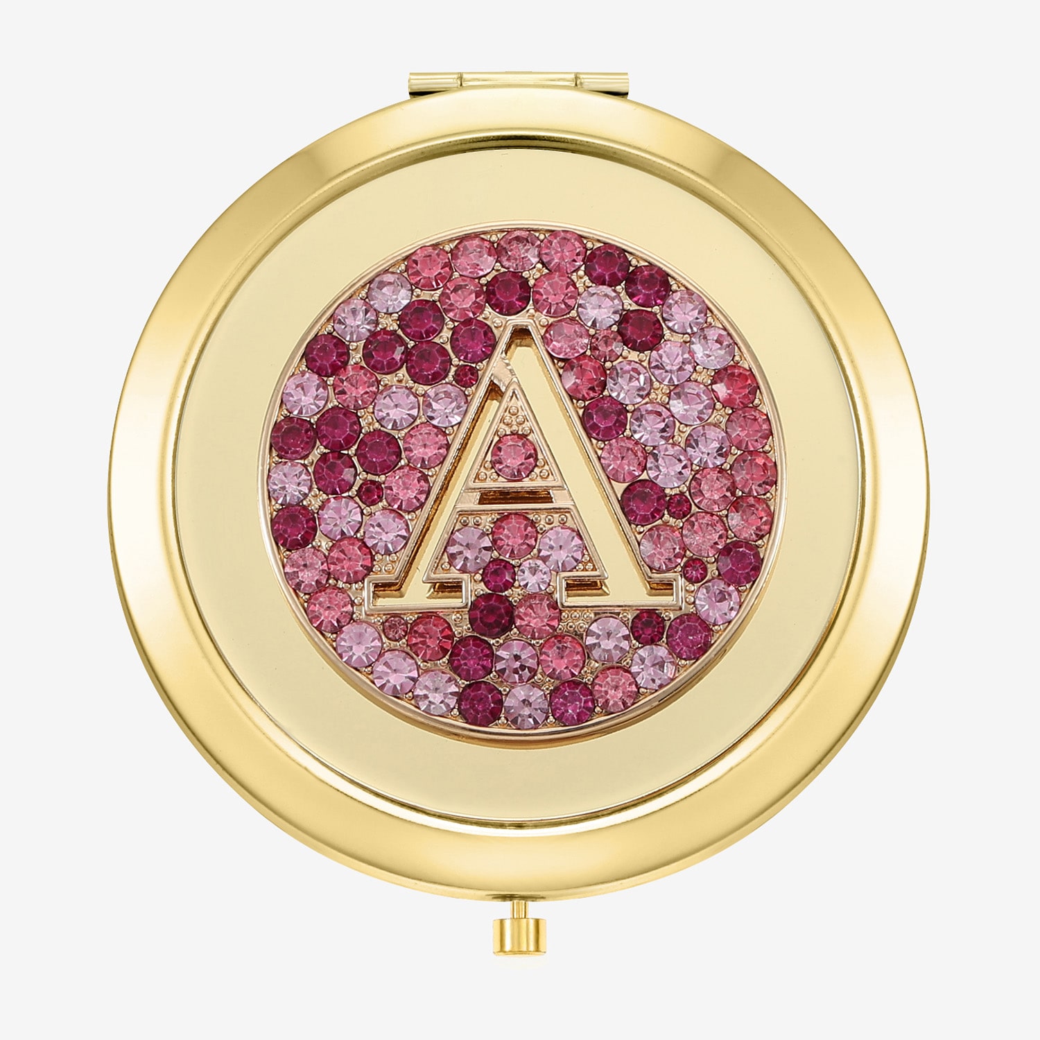 Monet Jewelry Initial Gold Tone Round Compact Mirror